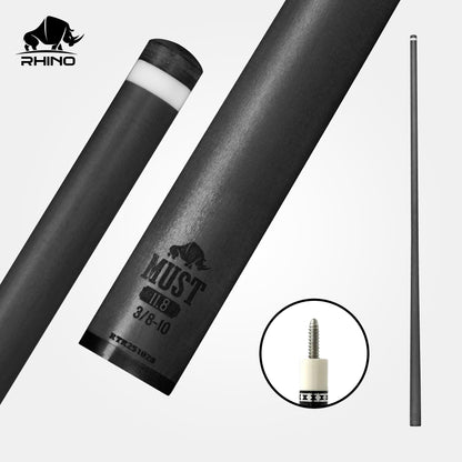 RHINO MUST 30" / 3/8-10 Pro Carbon Pool Cue Single Shaft