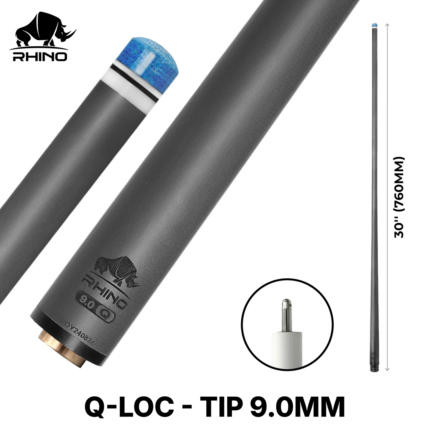 Rhino - 30" / Q-loc Carbon Pool Cue Single Shaft