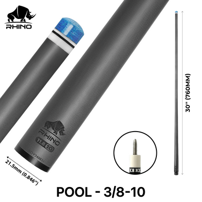 Rhino - 30" / 3/8-10 Carbon Pool Cue Single Shaft