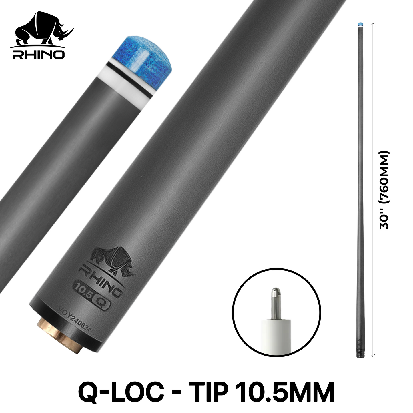 Rhino - 30" / Q-loc Carbon Pool Cue Single Shaft