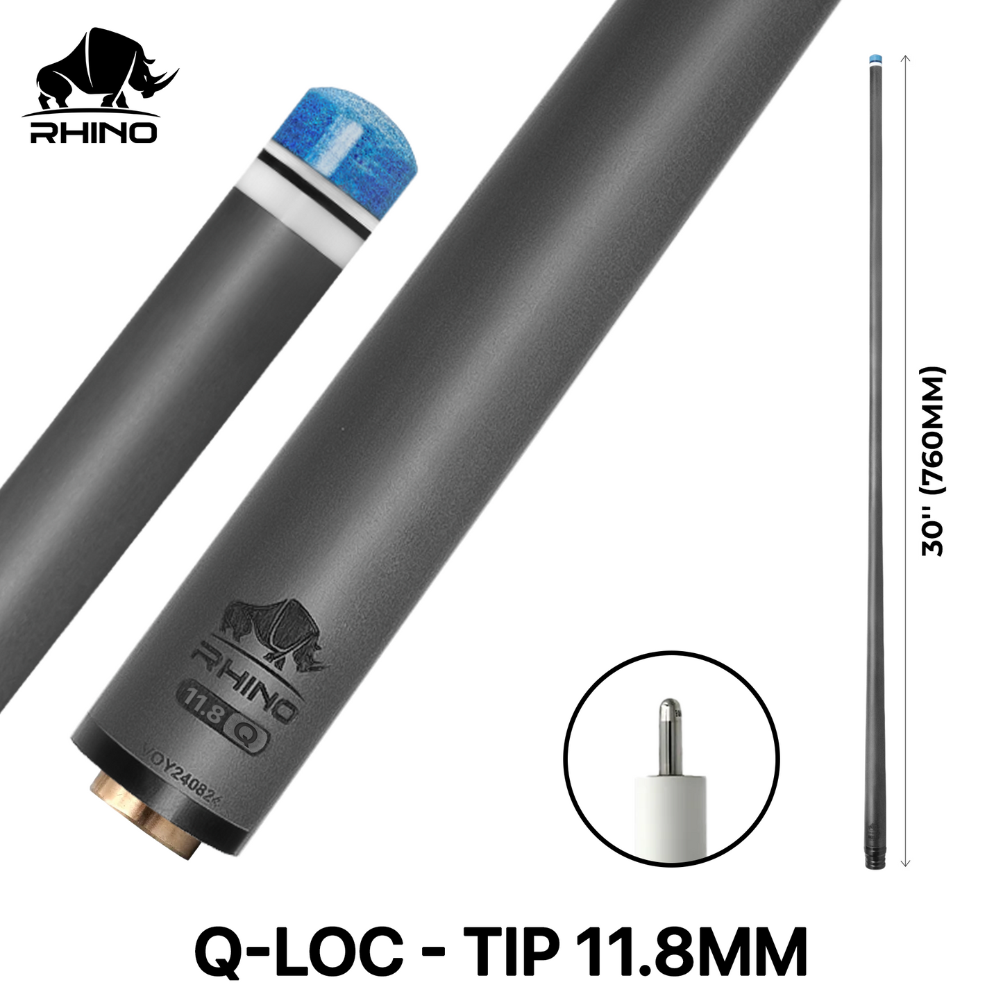 Rhino - 30" / Q-loc Carbon Pool Cue Single Shaft