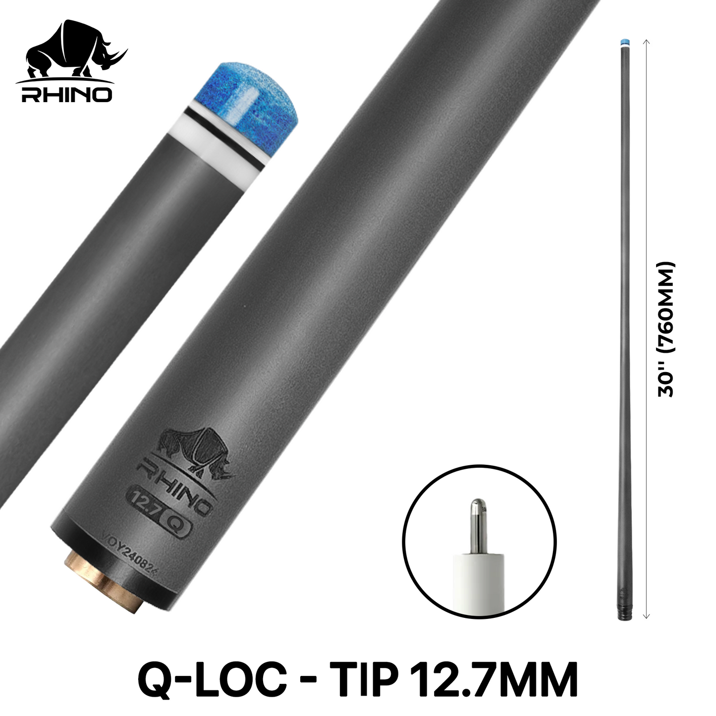 Rhino - 30" / Q-loc Carbon Pool Cue Single Shaft