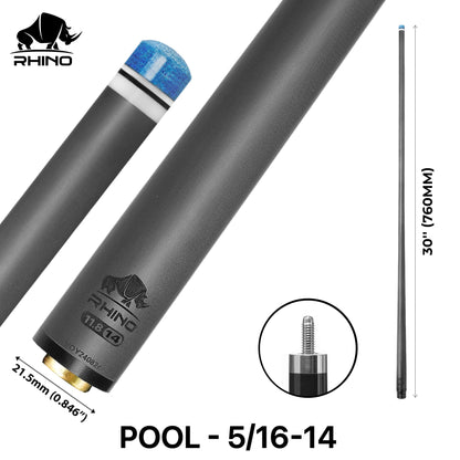 Rhino - 30" / 5/16-14 Carbon Pool Cue Single Shaft - Standard