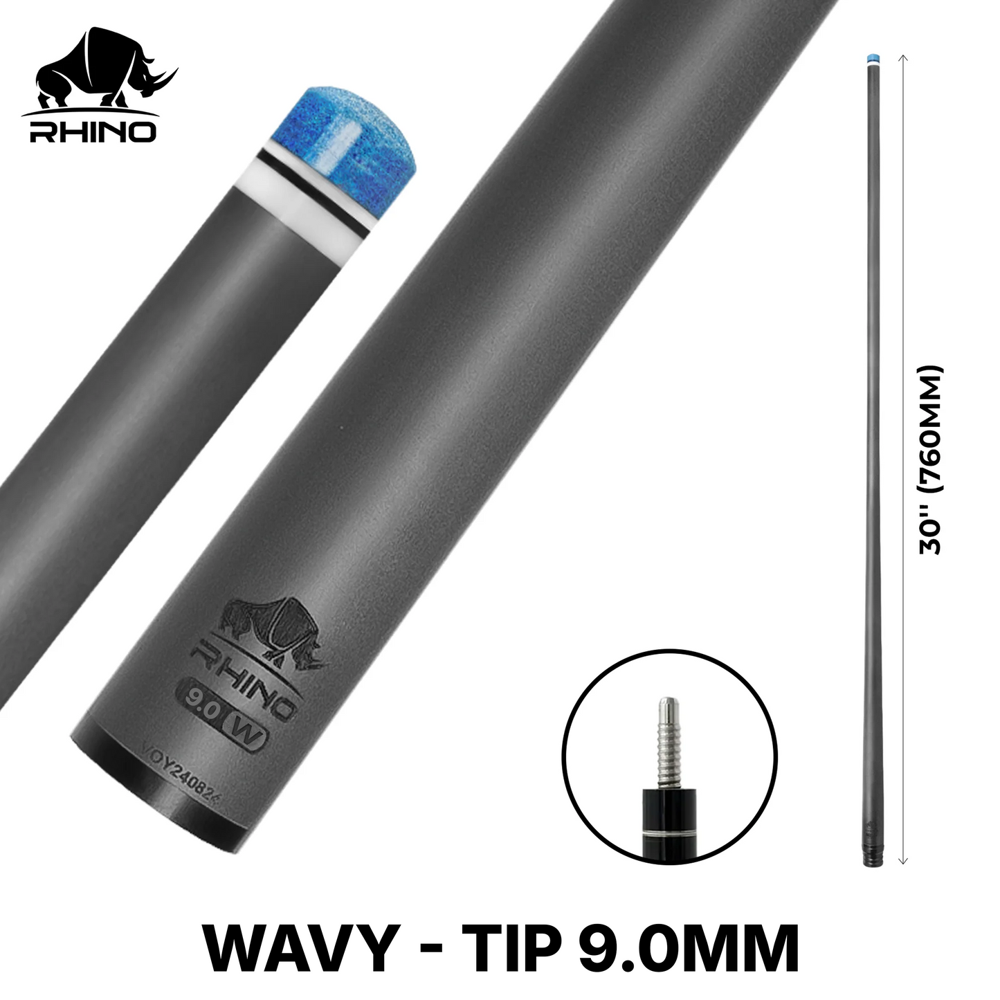 Rhino - 30" / Wavy Carbon Pool Cue Single Shaft